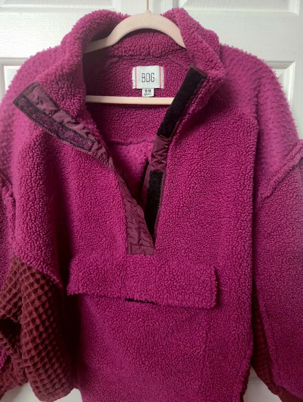 BDG - Urban Outfitters Plush Fuchsia Sherpa Pullover Sweater
